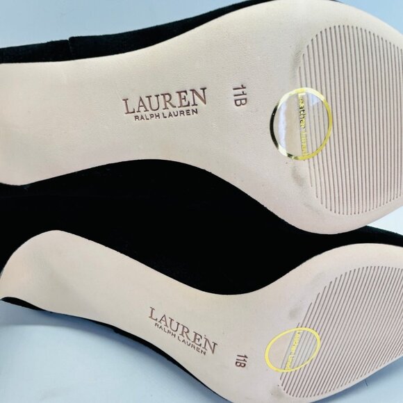 Lauren Ralph Lauren Lizie Velvet Ankle Boot Size 11B Suede Leather Black - Picture 12 of 16